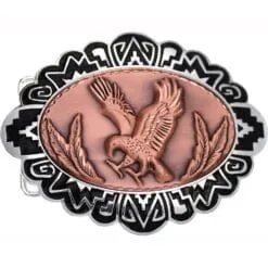 Wholesale Western Belt Buckles with Copper Insets in Embossed Eagle Design