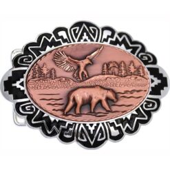 Buy Cowboy Belt Buckles with Embossed Bear and Eagle Copper Designs