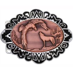 Wholesale Western Belt Buckles Decorated with Embossed Wolf and Eagle Design