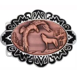 Wholesale Western Belt Buckles Decorated with Embossed Wolf and Eagle Design