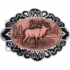 Elk Embossed Copper Decorated Western Belt Buckles for Men