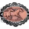 Copper Embossed Wild Horses Insets Decorated Silver Color Western Belt Buckles