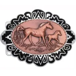 Buy Cowboy Belt Buckles with Embossed Foal and Horse Copper Designs