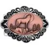 Copper Embossed Howling Wolf Insets Decorated Silver Color Western Belt Buckles
