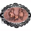 Rodeo Team Calf Roping Embossed Copper Decorated Western Silver Color Belt Buckles