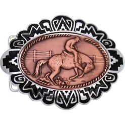 Buy Cowboy Belt Buckles with Embossed Cowboy Wild Horse Riding Copper Designs