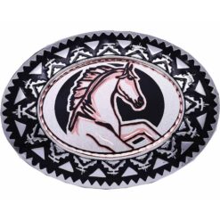 Stallion Horse Silver Plated and Diamond Cut Copper Art Inset Into Silver Color Western Belt Buckles