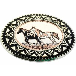 Wholesale Western Belt Buckles with Copper Wild Horses Design Insets