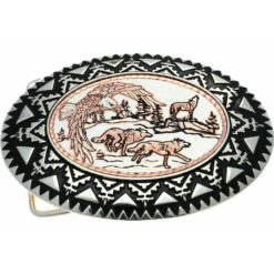 Eagle and Running Wolves Men's Western Belt Buckles Handamde from Copper