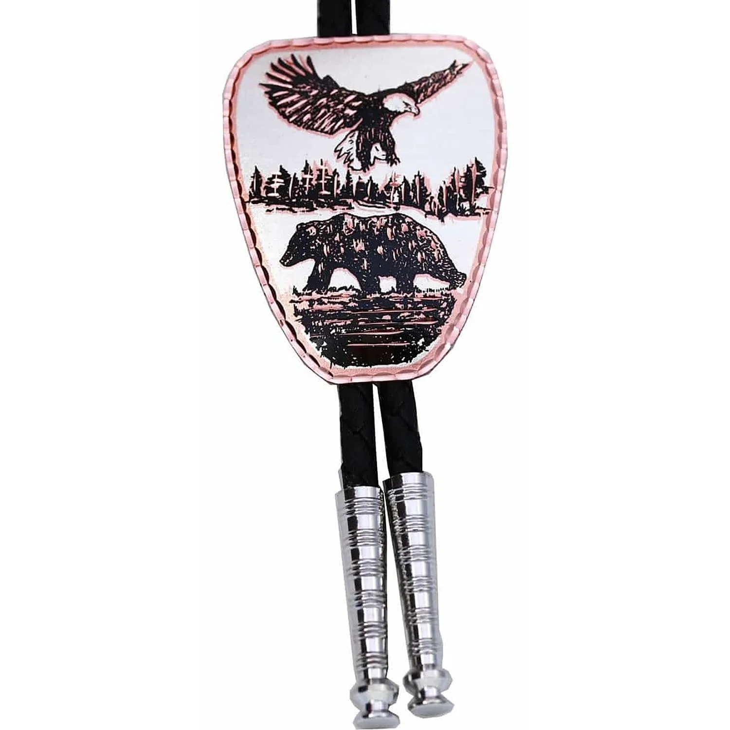 Eagle and Grizzly Bear Copper Bolo Ties