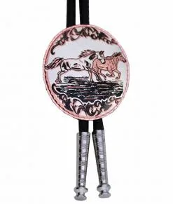 Western wild horses bolo ties handmade from copper silver-plated and diamond cut for a luxurious look.