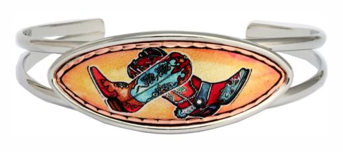 Wholesale western art jewelry, cowboy boots copper artwork decorated wire bracelets