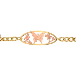 Wholesale Handmade Chain Bracelets Created in Cut Out Butterfly Design with Two-Tone Copper and Gold
