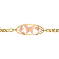 Handmade Chain Bracelets Created in Cut Out Butterfly Design with Two-Tone Copper and Gold