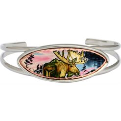 Gorgeous Moose Copper Artwork Silver Color Wire Bracelets