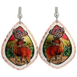 Colorful deer earrings handmade from copper perfect choice for women who love wildlife