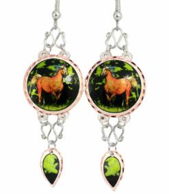 Wire jewelry dangle horse earrings for women who love horses
