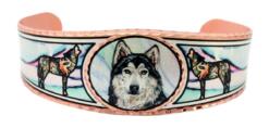 Wolf bracelet handmade from original watercolor artwork by Lynn Bean