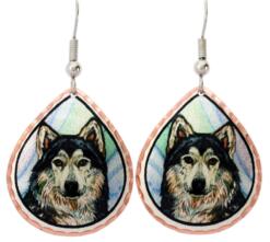 Timber Wolf Earrings, Colorful Wholesale Art Jewelry Timber Wolf Earrings, Colorful Wholesale Art Jewelry