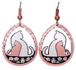 Marvelous Cat Earrings Handcrafted from Copper