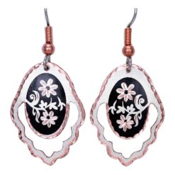Flower Earrings with Cut Out Border