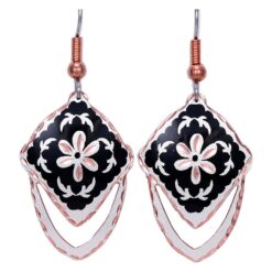 Square Cut Out Black Flower Earrings