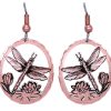Cut out dragonfly earrings made from copper