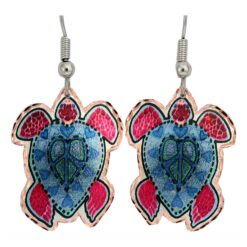 Art Jewelry, Peace Sign Sea Turtle Earrings