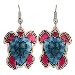 Art Jewelry, Peace Sign Sea Turtle Earrings