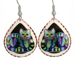 Colorful Striped Cat Earrings