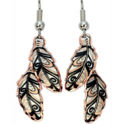Drop Dangle Copper Feather Earrings