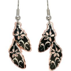 Black Floral Feather Earrings For Sale
