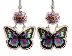 Flower and Butterfly Dangle Earrings