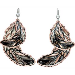 Drop Copper Feather Earrings