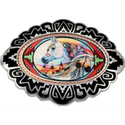 Western Belt Buckle in Horse Artwork