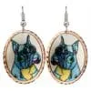 Handmade copper colorful Boxer dog art dangle earrings by Jo Lynch with surgical steel earwires
