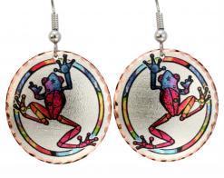 Frog Earrings Designed in Colorful Design