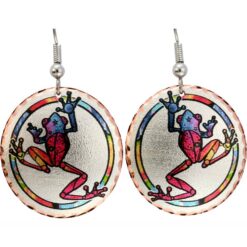 Round Frog Earrings Created in Whimsical Artwork