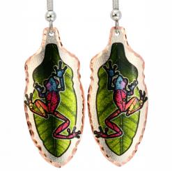 Jo Lynch Designed Frog Earrings Colorful Whimsical Artwork