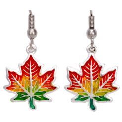 Wholesale enamel maple leaf earrings