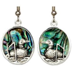 Abalone Inlay Silver-Plated Loon Earrings RM-19