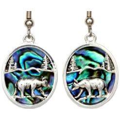 Abalone Inlay Silver-Plated Bear Earrings RM-21