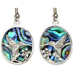 Abalone Inlay Silver-Plated Native Hummingbird Earrings RM-47