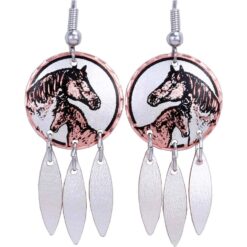 Horse and cute foal earrings handmade in western style