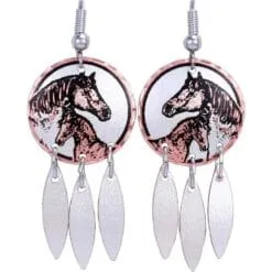 Horse and cute foal earrings handmade in western style