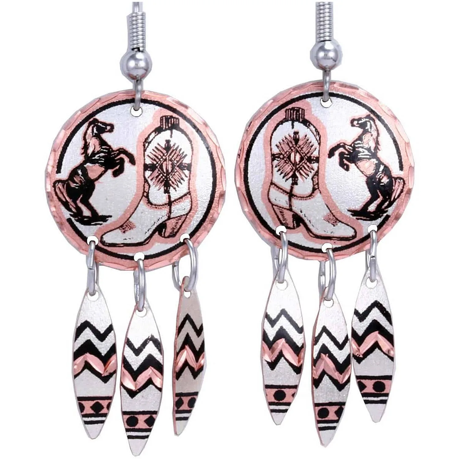 Cowboy boot and wild horse earrings