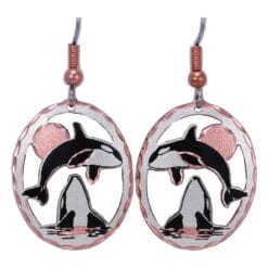 Wonderful Cut Out Copper Killer Whale Earrings