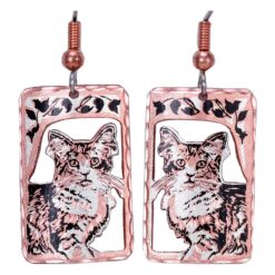 Square shape cat earrings