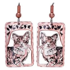 Square shape cat earrings