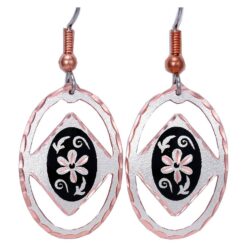 Oval and Square Cut Out Flower Earrings